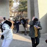 Students protest against the repressive Iranian regime forces.