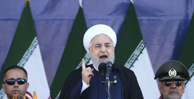 Hassan Rouhani speaking at the Army day