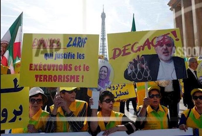 Iranians in Paris Protest Zarif