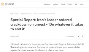 Reuters confirms MEK's last report on the number of Iran Protesters killed by regime repressive forces during November Protests