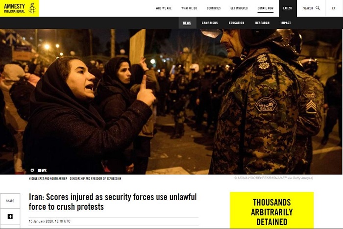 Amnesty report on Iran Protests