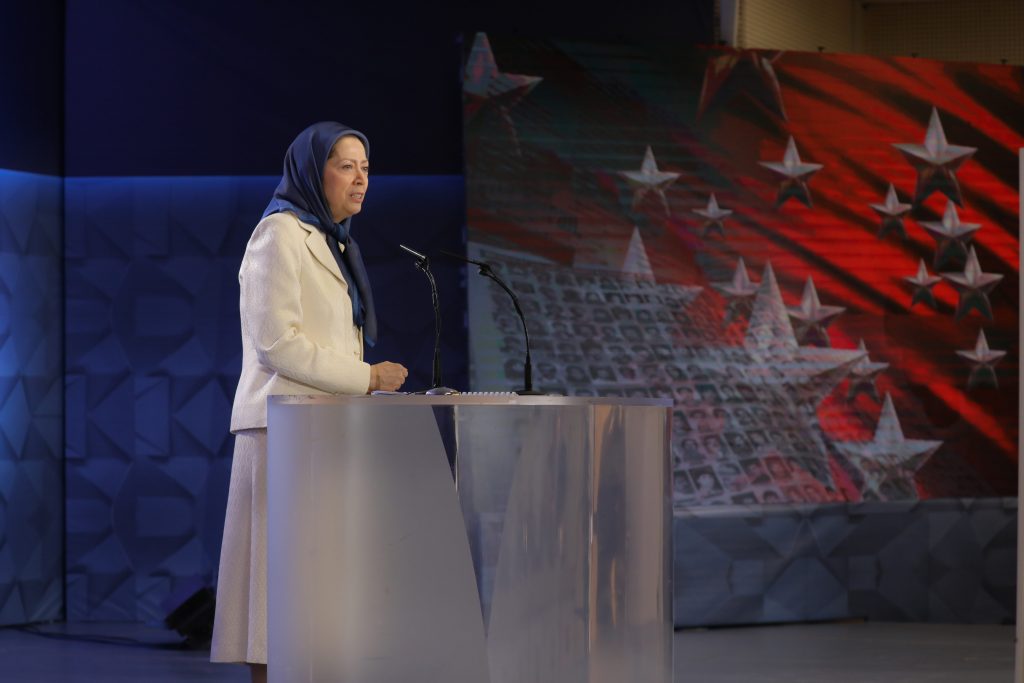 Maryam Rajavi, addressing MEK members on the anniversary of the 1988 massacre of 30,000 political prisoners