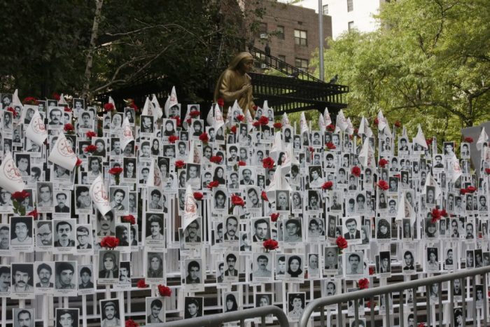 A monument in commemoration of the 1988 Massacre - MEK rally in the U.S.