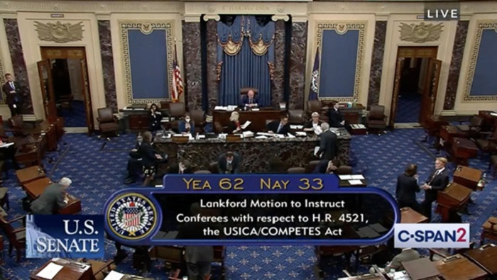 Sen. Lankford's Motion to Instruct Conferees, with language requiring any nuclear agreement not to delist Iran's Islamic Revolutionary Guards Corps (IRGC) as a Foreign Terrorist Organization, passed with bipartisan support of 62-33. May 4, 2022