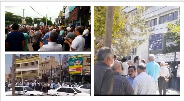 Protests and demonstrations by pensioners continued Sunday, June 19, for several days in a row in Ahvaz, Shushtar, and Shush in Khuzestan province. Similar protests took place today in many other cities, including Kermanshah, Arak, Rasht, Khorramabad, Sari, Dorud, and Zanjan. The protesters chanted “Liar Raisi, what happened to your promises”, “Raisi must get lost”