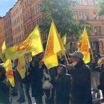 Iranian Resistance supporter rally in front of a court in Stockholm, Sweden, where Hamid Noury, an former Iranian prison official, is being tried for his role in the 1988 massacre of political prisoners