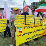 Freedom loving Iranians and supporters of the Iranian opposition PMOIMEK rallying in the Netherlands, and condemning the mullahs regime ruling Iran – August 27, 2022