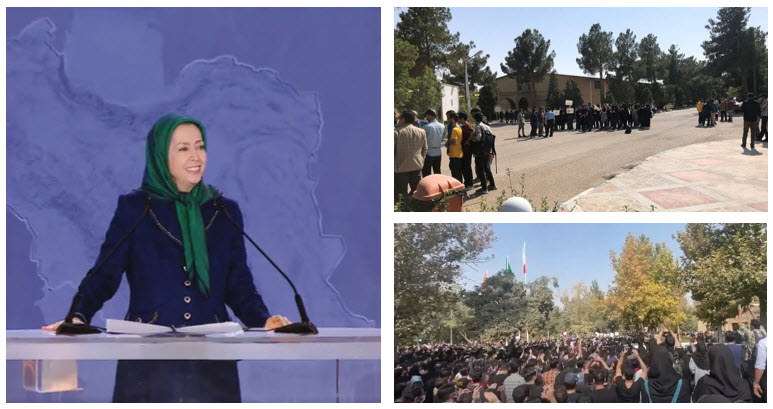 Maryam Rajavi, President-elect of the NCRI" in the wake of Sharif University students’ bold confrontation with the regime’s forces, students throughout Iran held protests in support of Sharif University against the criminal clerical regime and defied their rule. Unity and the continued struggle of courageous students is the key to victory,"