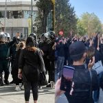 The Allamah University of Tehran students clashed with plainclothes security officers while yelling, "Don't call me a seditionist, you are the oppressor," and "You are the weed, I am the liberated woman.