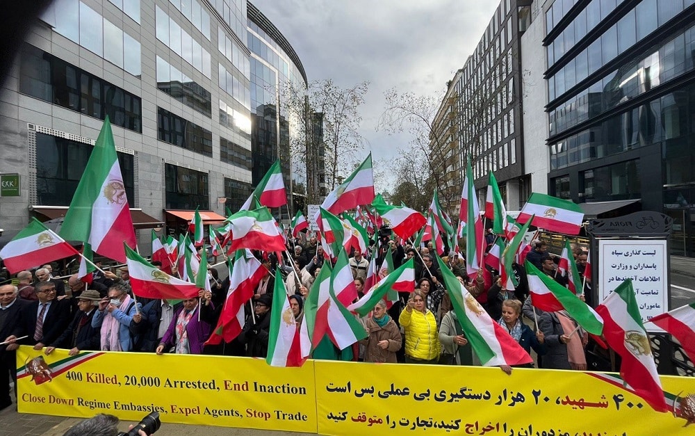 The Iranian diaspora and Iranian Resistance followers in Belgium held a rally on October 21 outside the European Union's headquarters in support of the country's widespread protests, while EU leaders were meeting in Brussels.