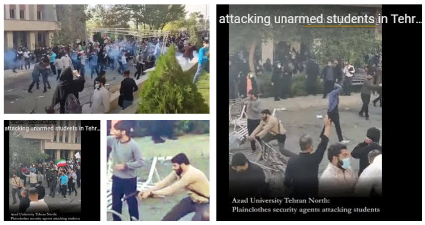 plainclothes agents, attacked many students with tear gas and opened fire on them, including at Azad University in North Tehran,