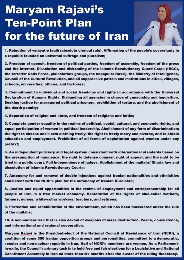 Article 2 of Maryam Rajavi's 10-point plan as President-elect of the National Council of Resistance of Iran (NCRI)