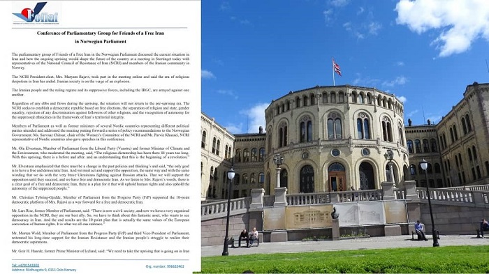 On February 13, the Friends of a Free Iran and Against Fundamentalism (FOFIAF) held an event at the Norwegian Parliament in support of the Iranian people’s uprising and organized Resistance.