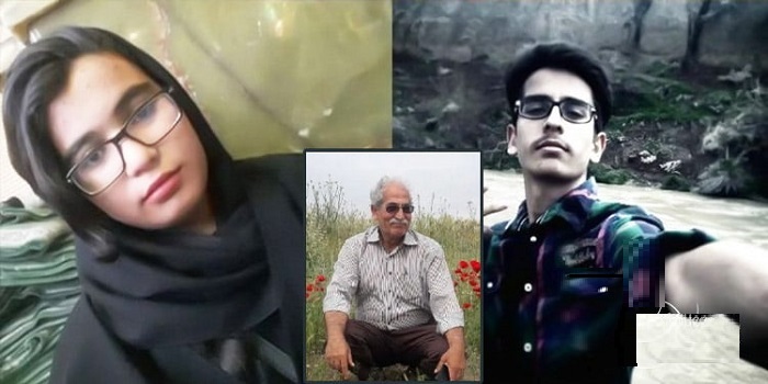 Arghavan Fallahi (left), her brother and her father (inset).