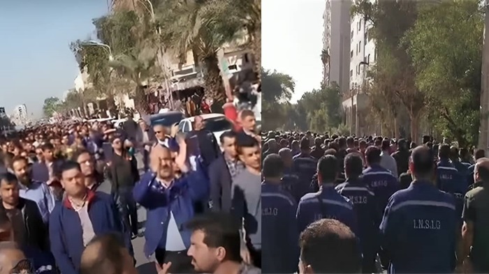 On Sunday, January 28, the Ahvaz Industrial Group of Steel workers marked their sixth day of strike, taking to the central streets of Ahvaz to protest against the violation of their rights and the government's indifference to their demands.